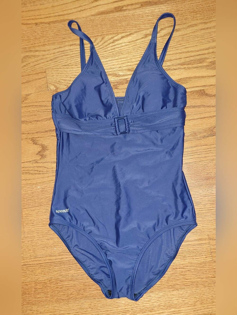 Speedo Women’s Deep Navy Blue Belted One-Piece Swimsuit Size 8